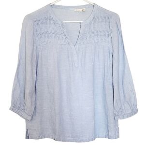 1533 * Unbranded Linen Peasant Blouse Light Blue Size M